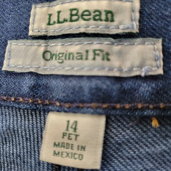 L.L. Bean Women's Petite Original Fit 5 Pocket Dark Denim Jeans 14 Pet 32 x 27 - Picture 2 of 8